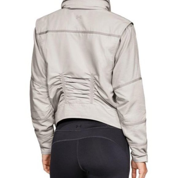 NWT $180 UNDER ARMOUR Women L Generation Moto Hooded Jacket in Earth Gray - Picture 5 of 11